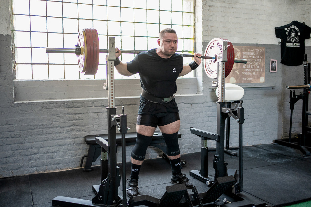 Competition Powerlifting Set: Pro Combo Rack + Calibrated Plates + Bastard Bar + Collars - Strength Shop
