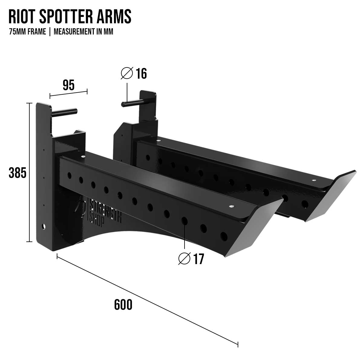B-WARE Riot MRR 75 | Spotter Arm, Pair - Strength Shop