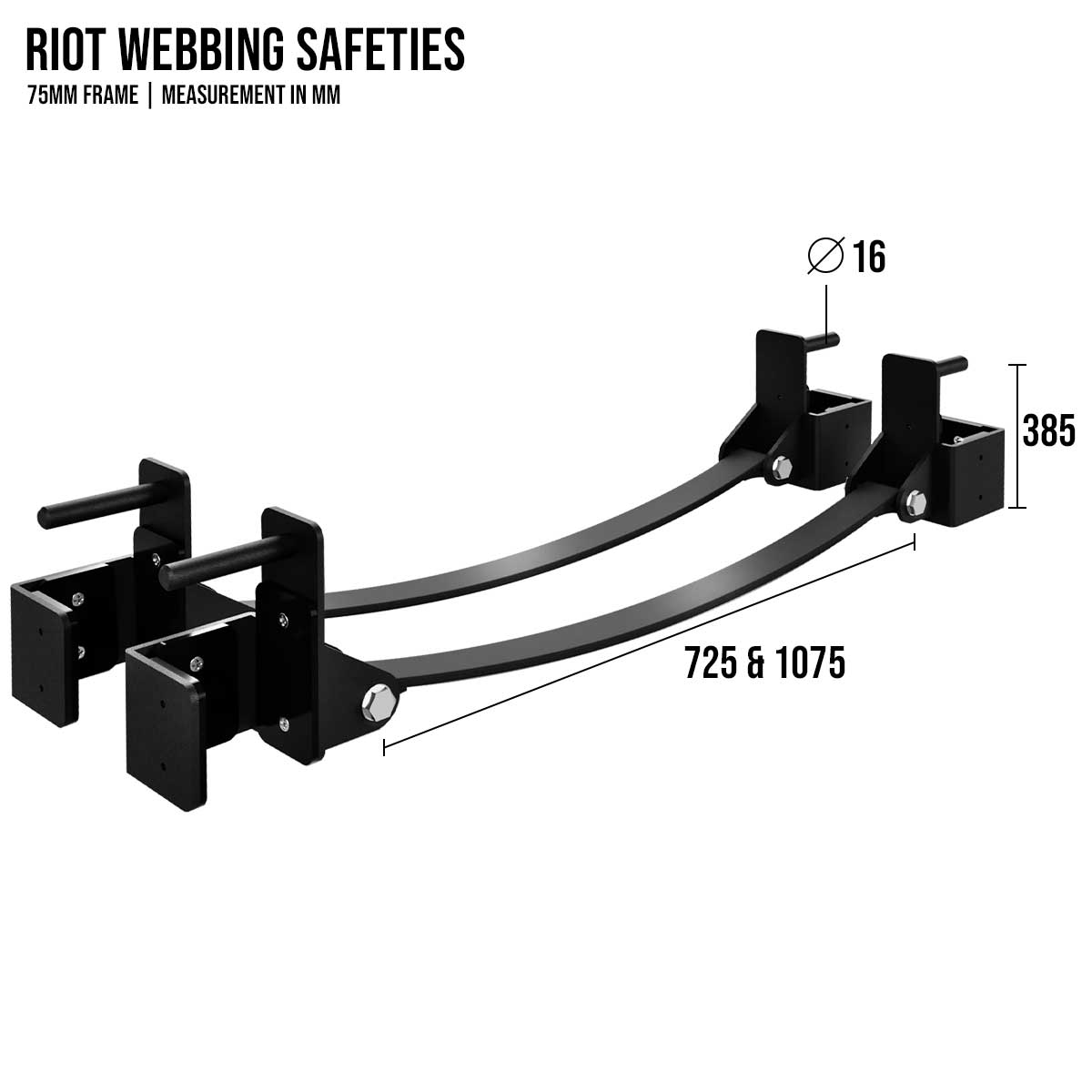 B-WARE Riot MRR 75 | Webbing Safeties – 725, Pair - Strength Shop