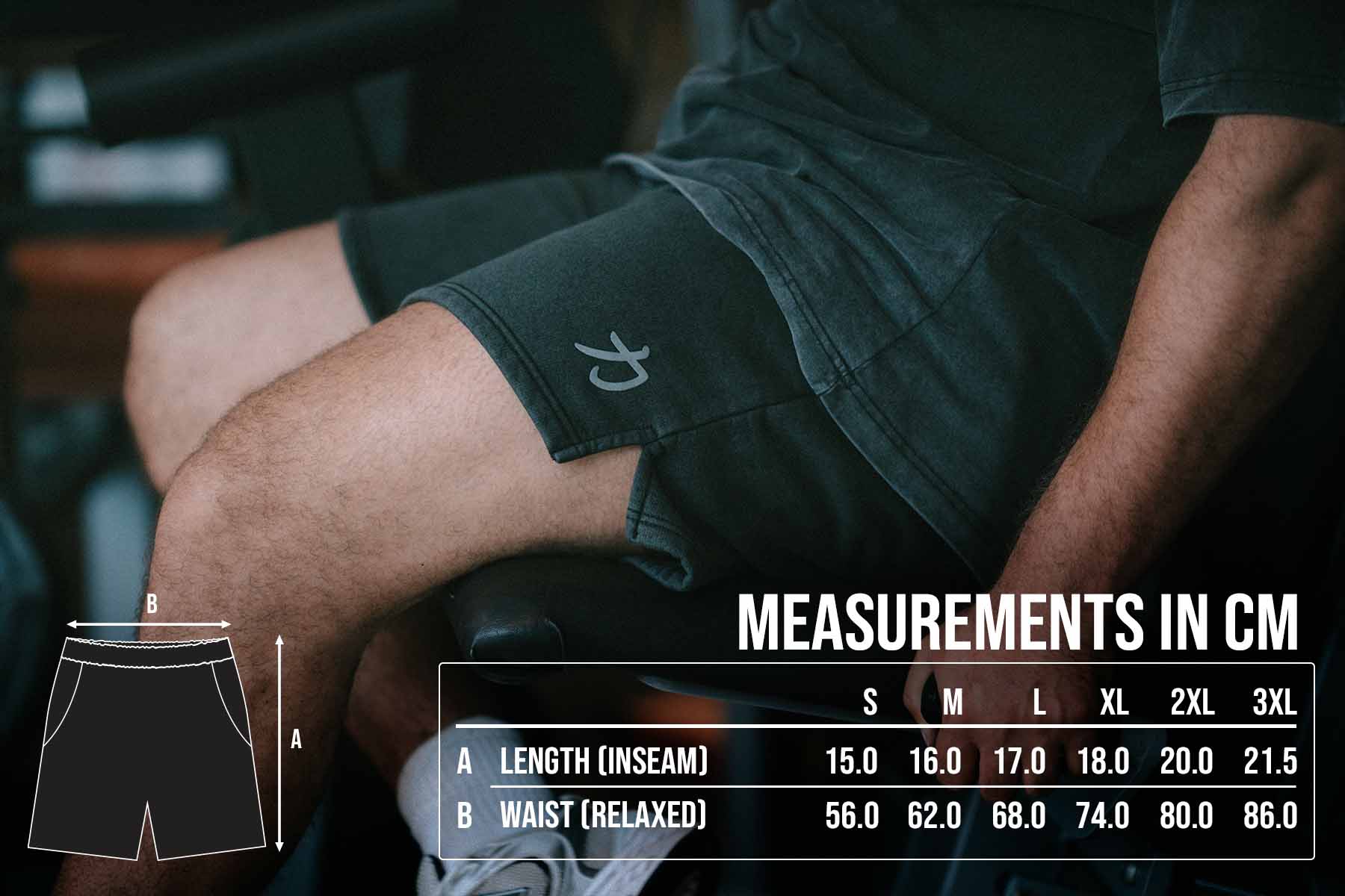 Home of Strength - Shorts, Stone-Washed Grey - Strength Shop