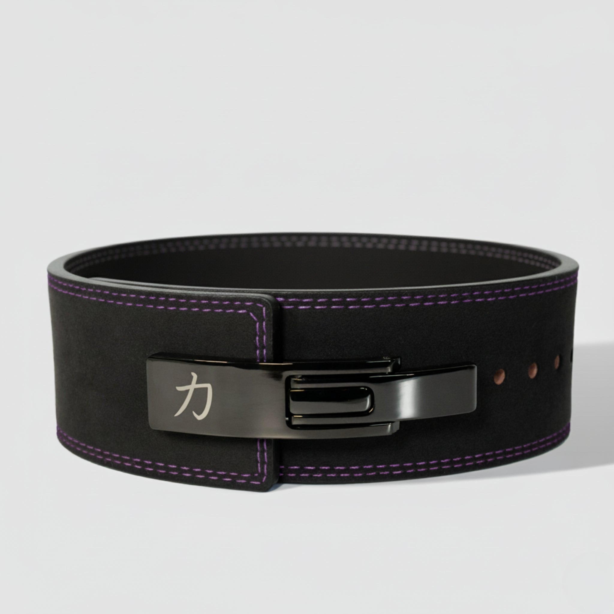 Black w/ Purple Stitching Lever Belt, 10mm - IPF Approved - Strength Shop