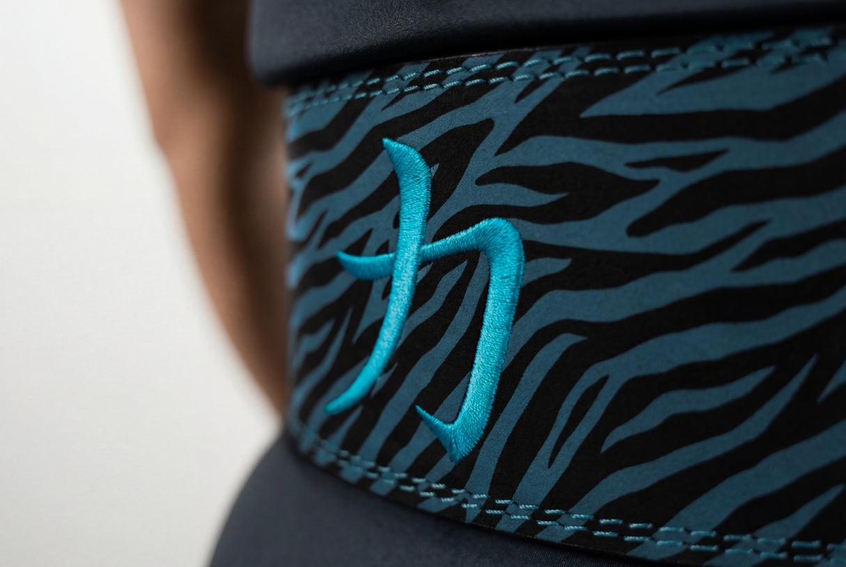 Blue Tiger Print Lever Belt, 10mm - IPF Approved - Strength Shop