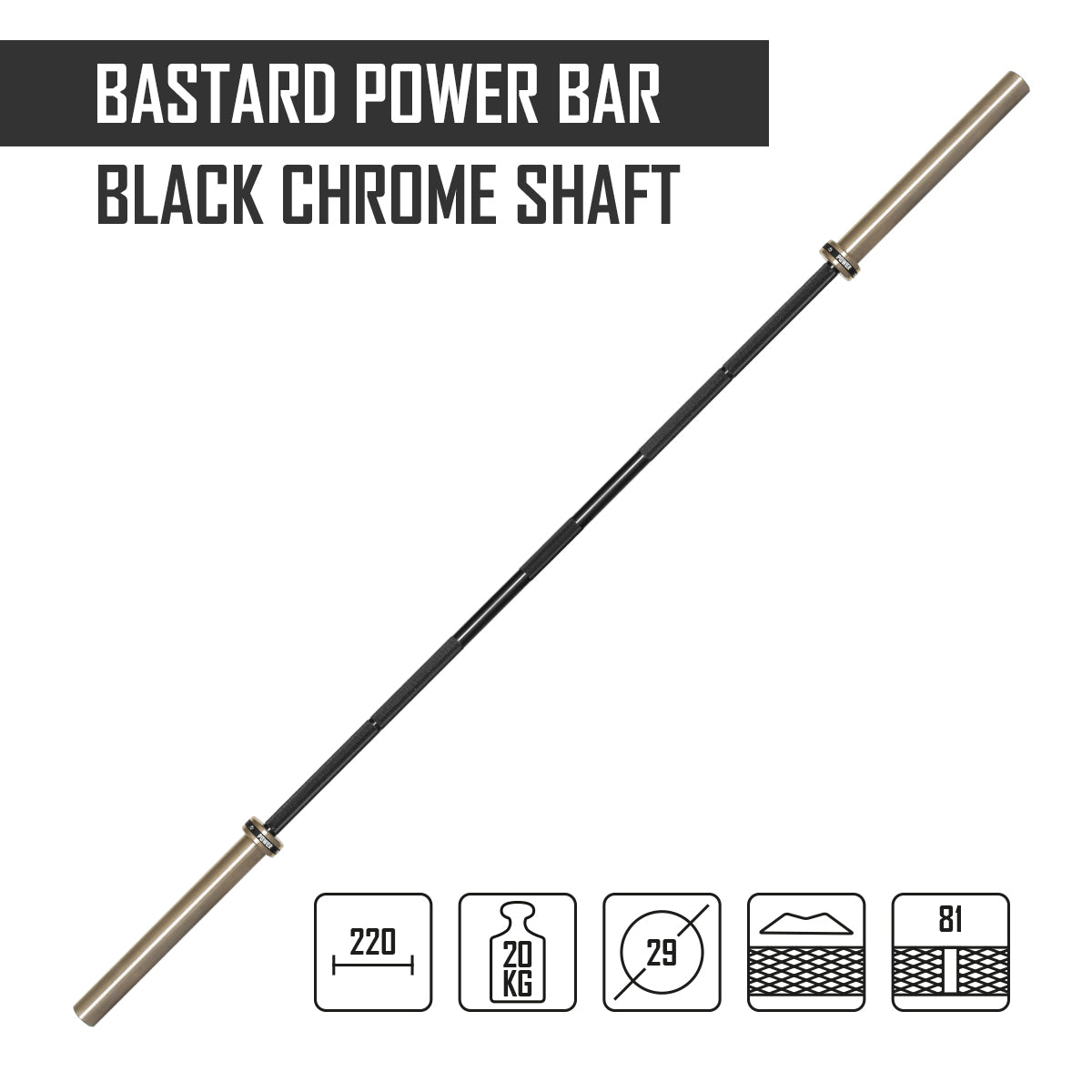 B-WARE Bastard Power Bar With Black Chrome Shaft & Bronze Bushings - Strength Shop