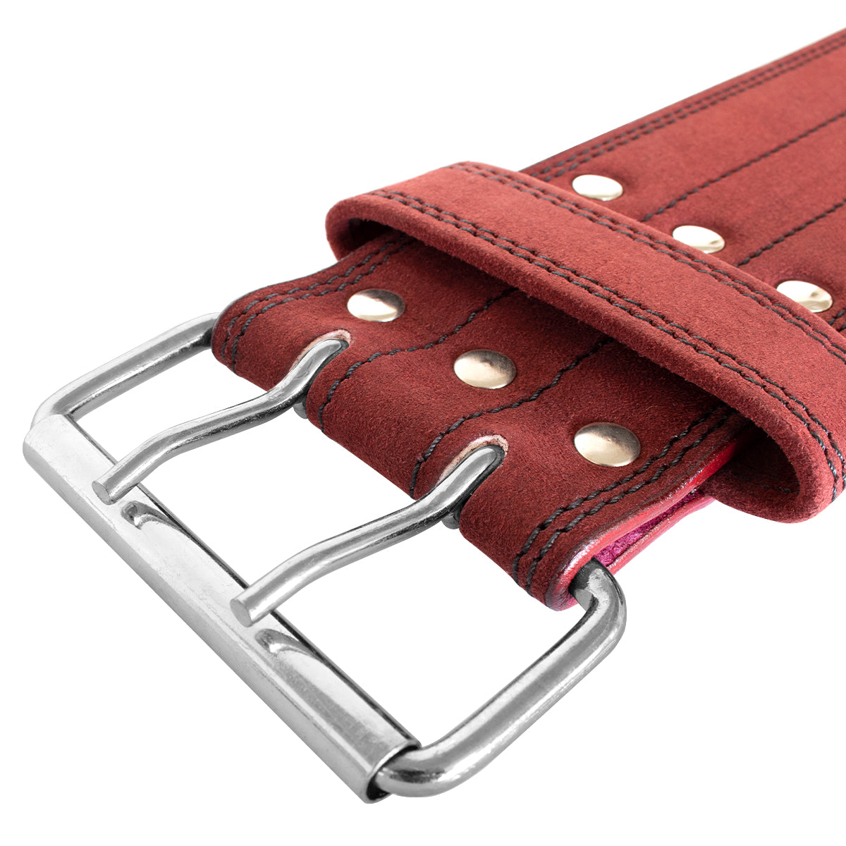 Double Prong Belt, Wine Red Colour, 10MM - IPF Approved - Strength Shop