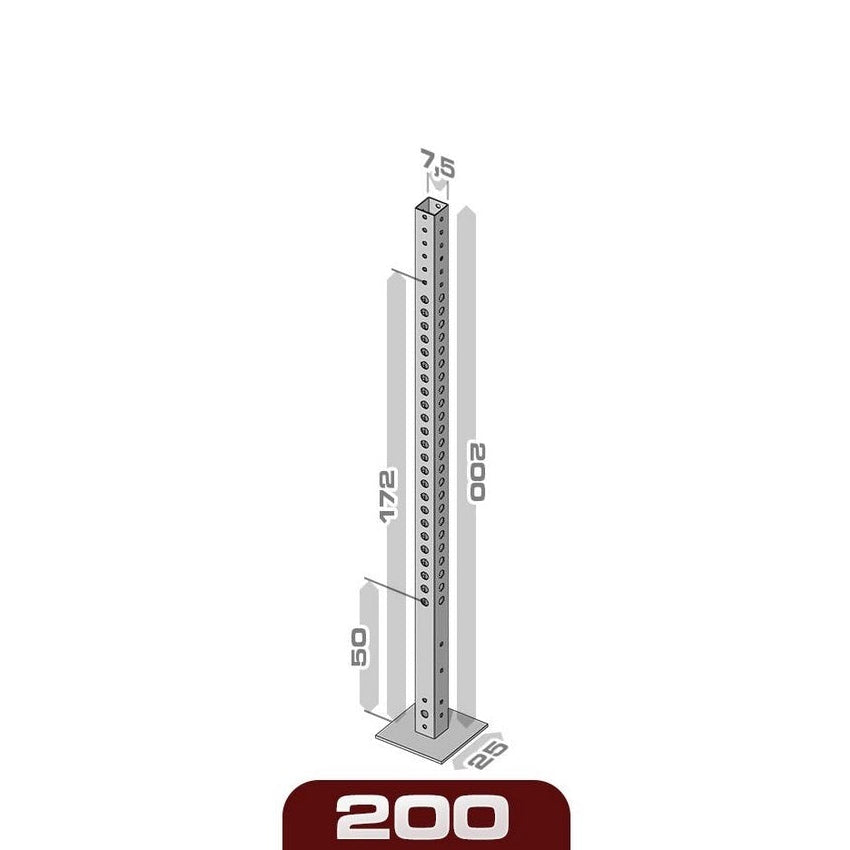 2 Metres high Rig Upright, 75MM X 75MM - 3MM Thick - Strength Shop