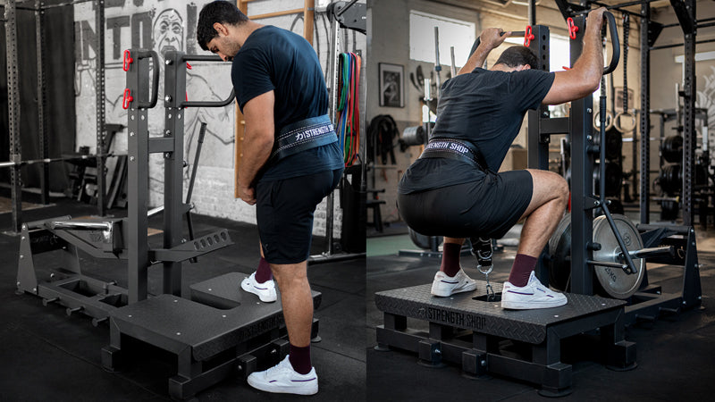 Andrew Huberman uses the belt squat to avoid back load Andrew Huberman uses the belt squat to avoid back load