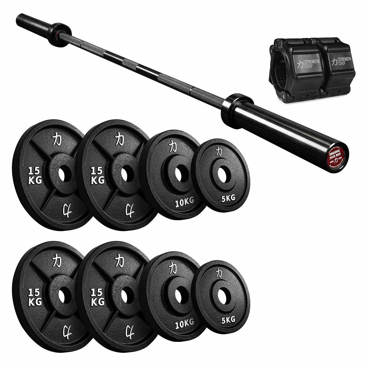 Versatile Beginner Foundation Package | 90KG Cast Iron Plates Set & Olympic Bar - Strength Shop