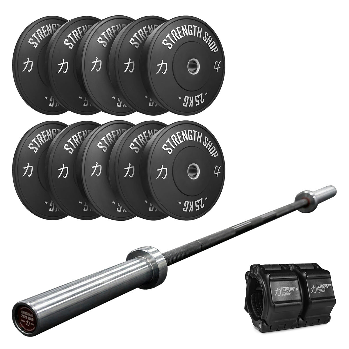Powerlifter's Dynamic Bundle | 150KG Black Bumper Plates Set & Power Bar