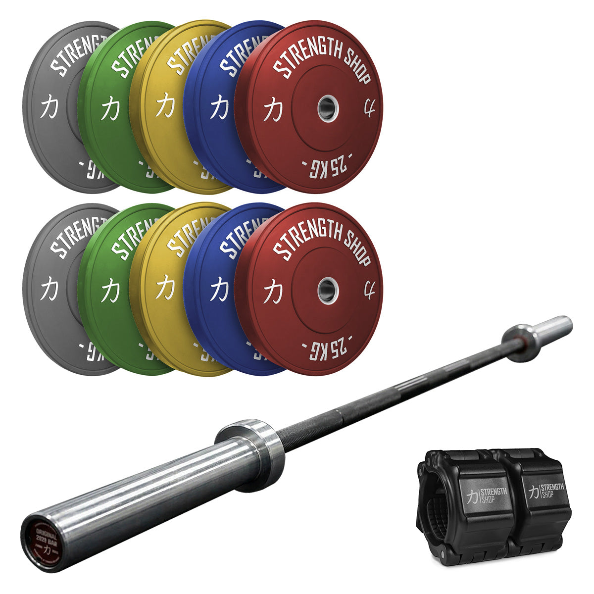 Elite Competition Bundle | 157.5KG Calibrated Plates Set & Power Bar - Strength Shop