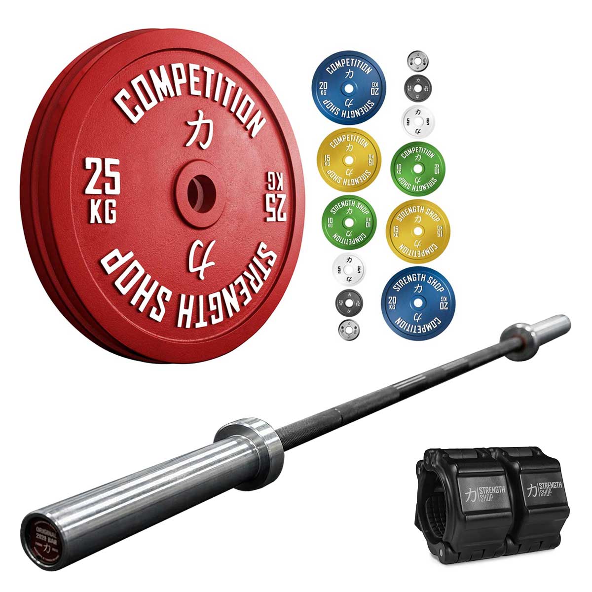 Elite Competition Bundle | 157.5KG Kalibrierte Scheiben Set & Power Bar