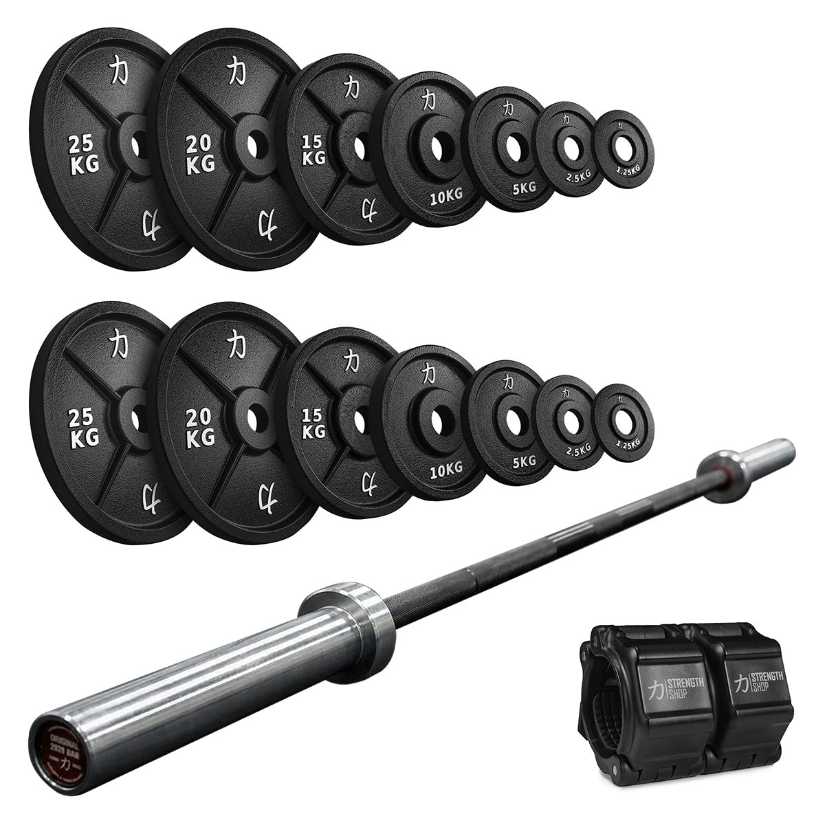 Powerlifter's Iron Bundle | 157.5KG Cast Iron Plates Set & Power Bar