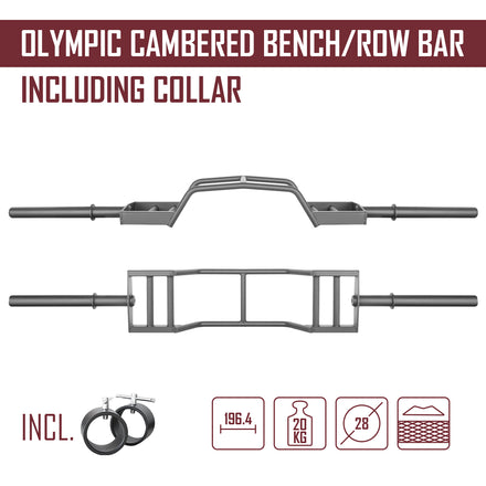 B-WARE Olympic Cambered Bench/Row Bar - 20KG - Strength Shop