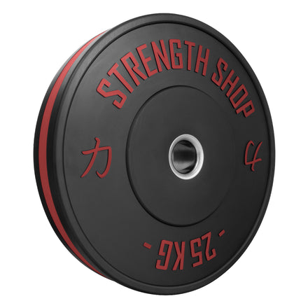 B-WARE Rubber Bumper Plates w/ Colour Coded Stripe, 5kg-25kg or 150kg Set - Strength Shop