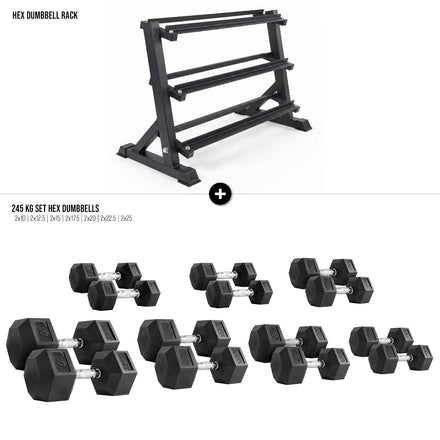 Hex Dumbbell Set with Rack - Strength Shop