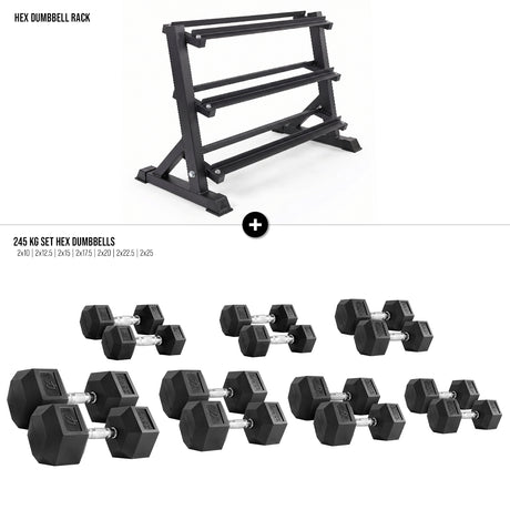 Hex Dumbbell Set with Rack - Strength Shop