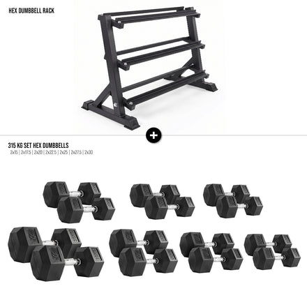 Hex Dumbbell Set with Rack - Strength Shop