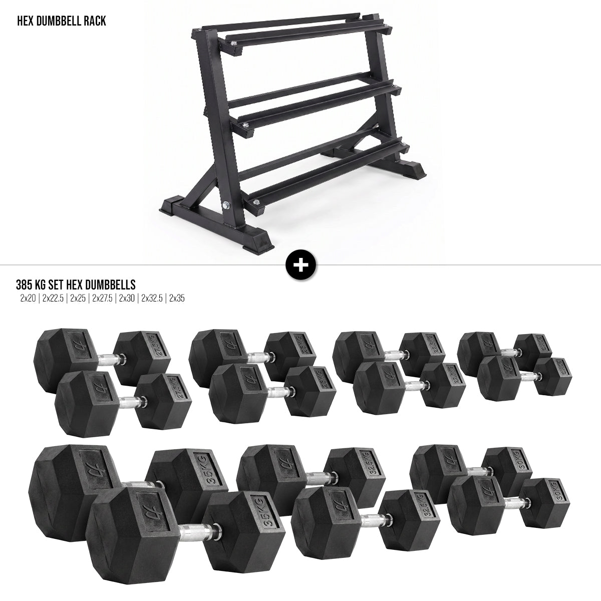 Hex Dumbbell Set with Rack
