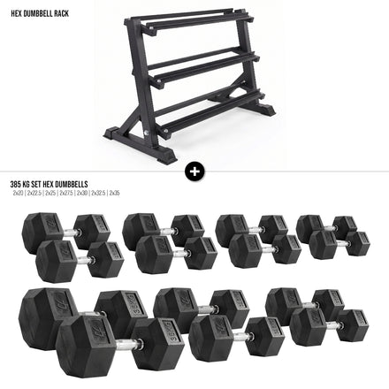 Hex Dumbbell Set with Rack - Strength Shop