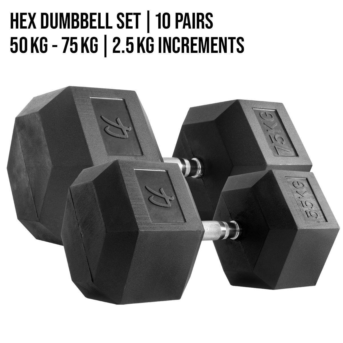 Strength Shop Hex Dumbbells, 1-75kg / 100kg