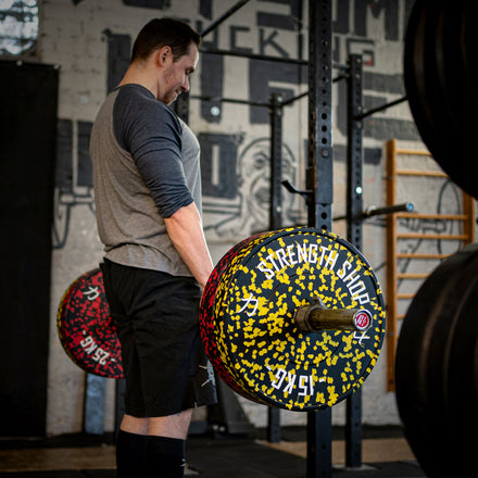 B-WARE Fleck Rubber Bumper Plates – Colour Coded, 5kg-25kg - Strength Shop