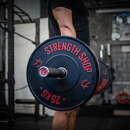 B-WARE Rubber Bumper Plates w/ Colour Coded Stripe, 5kg-25kg or 150kg Set - Strength Shop