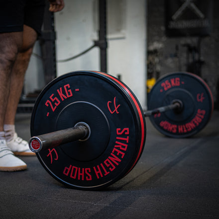 B-WARE Rubber Bumper Plates w/ Colour Coded Stripe, 5kg-25kg or 150kg Set - Strength Shop