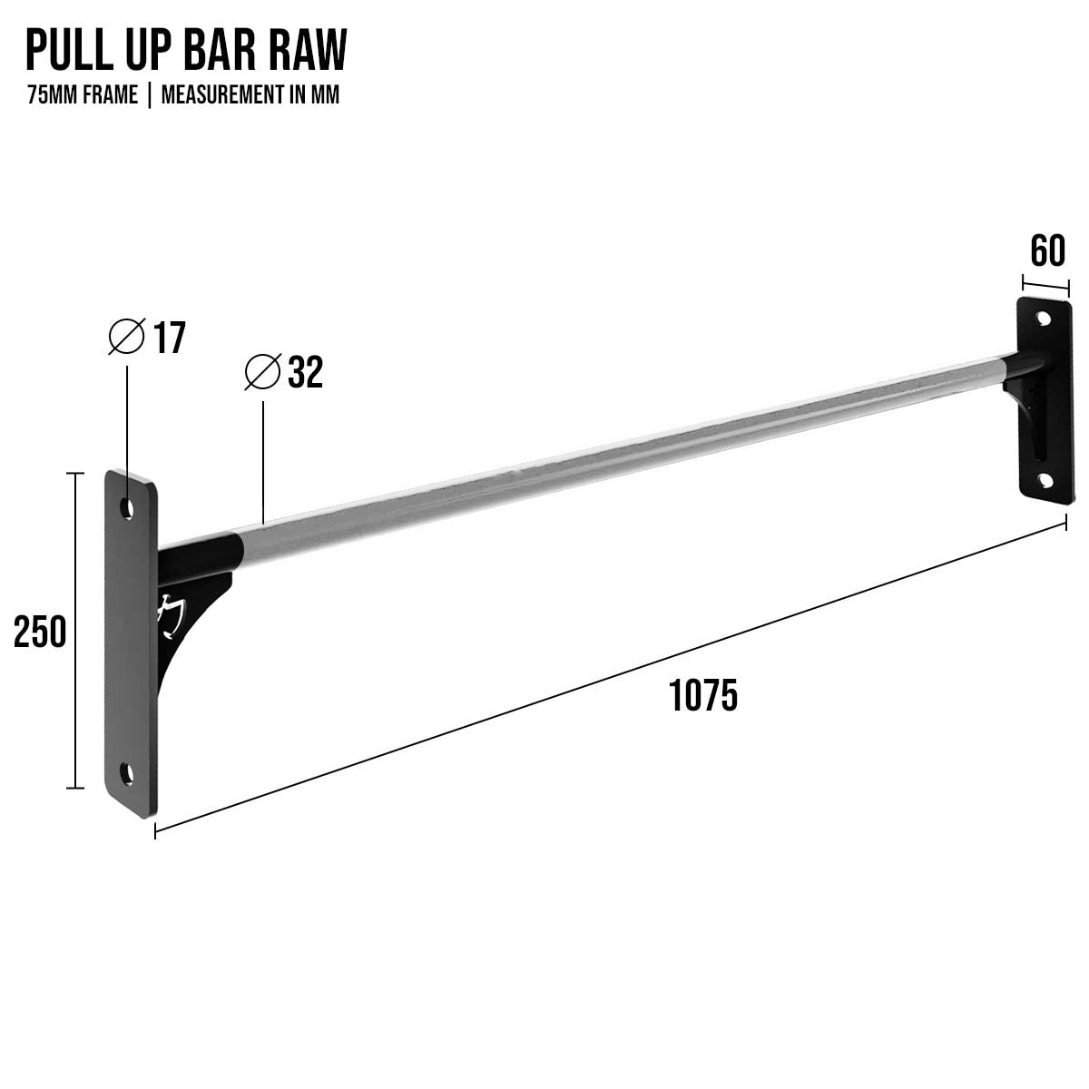 Riot MRR 75 | Straight Pull Up Bar - Raw Steel