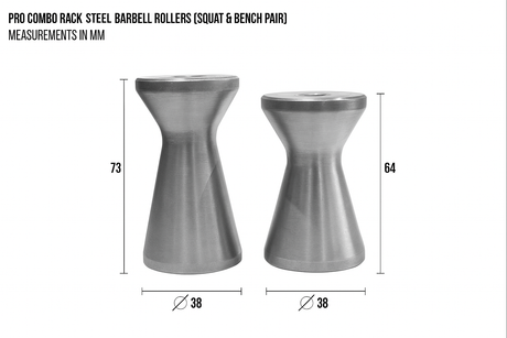 Pro Combo Rack Stainless Steel Barbell Rollers (Squat & Bench Pair) - Strength Shop