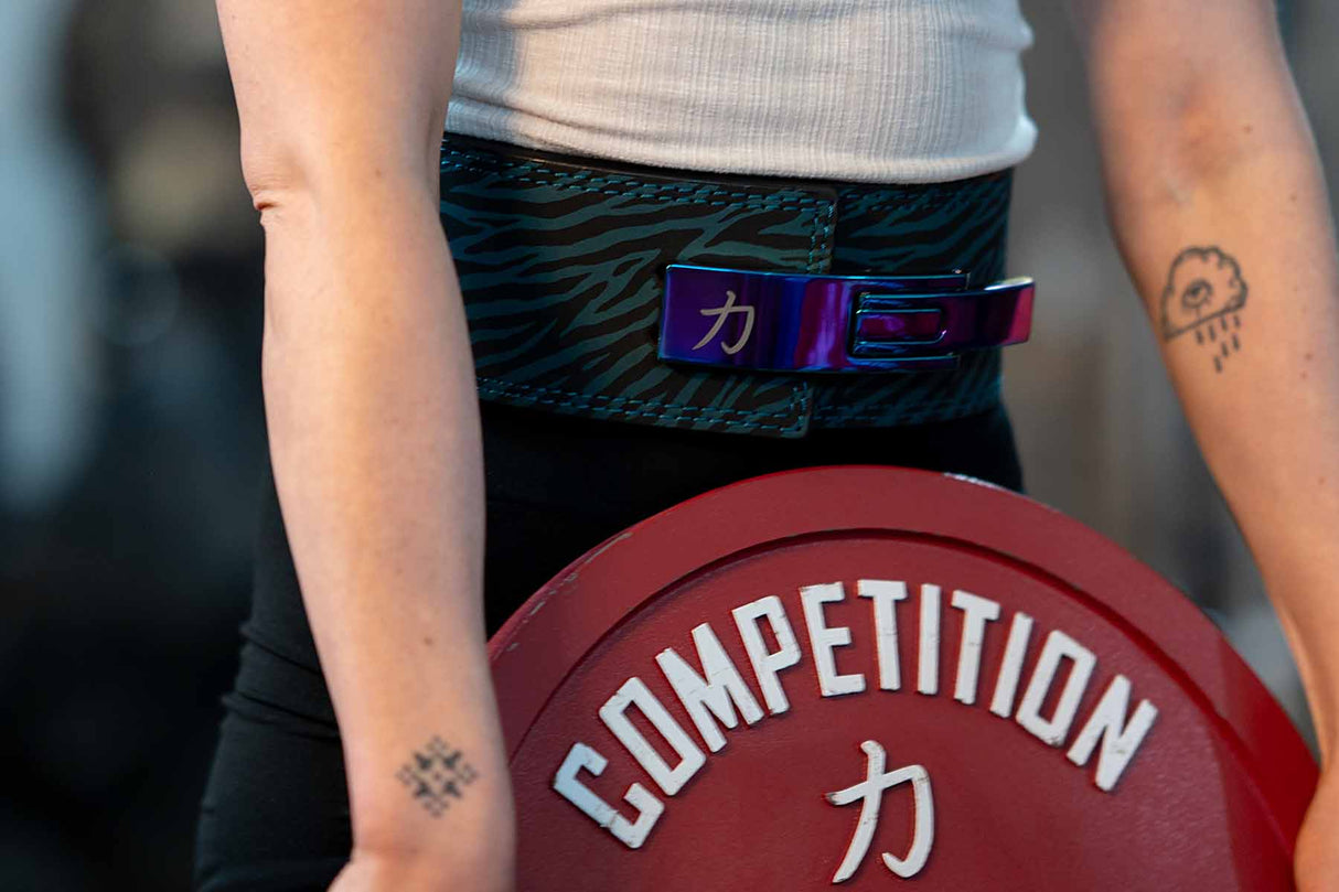 Blue Tiger Print Lever Belt, 10mm - IPF Approved - Strength Shop