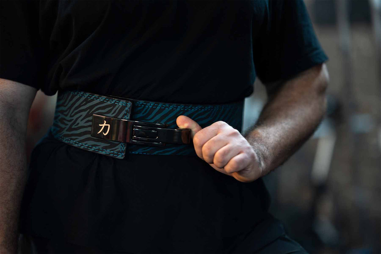 Blue Tiger Print Lever Belt, 10mm - IPF Approved - Strength Shop