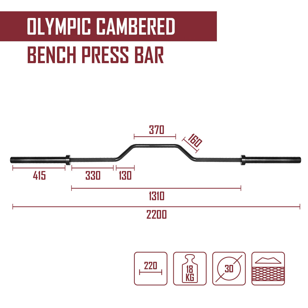 Bench press bar measurements sale