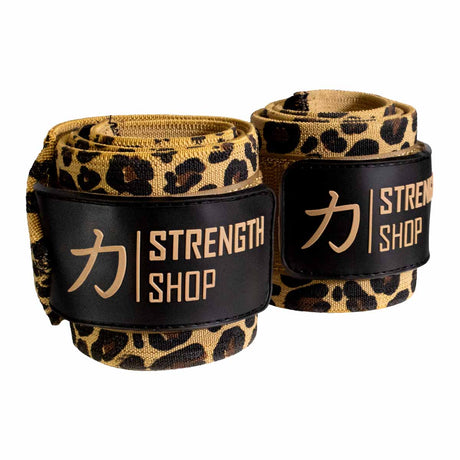 Medium Wrist Wraps, Leopard print - IPF Approved, 30cm/60cm - Strength Shop