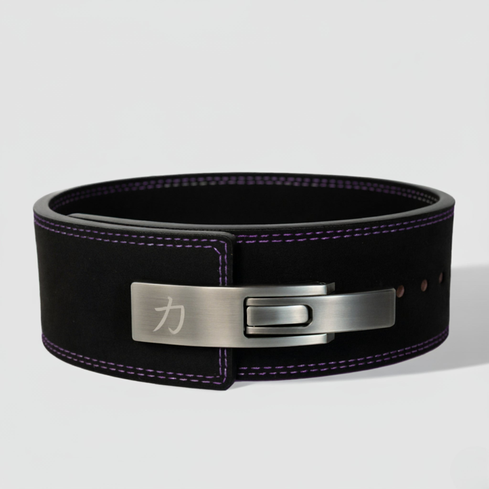 Black w/ Purple Stitching Lever Belt, 10mm - IPF Approved - Strength Shop