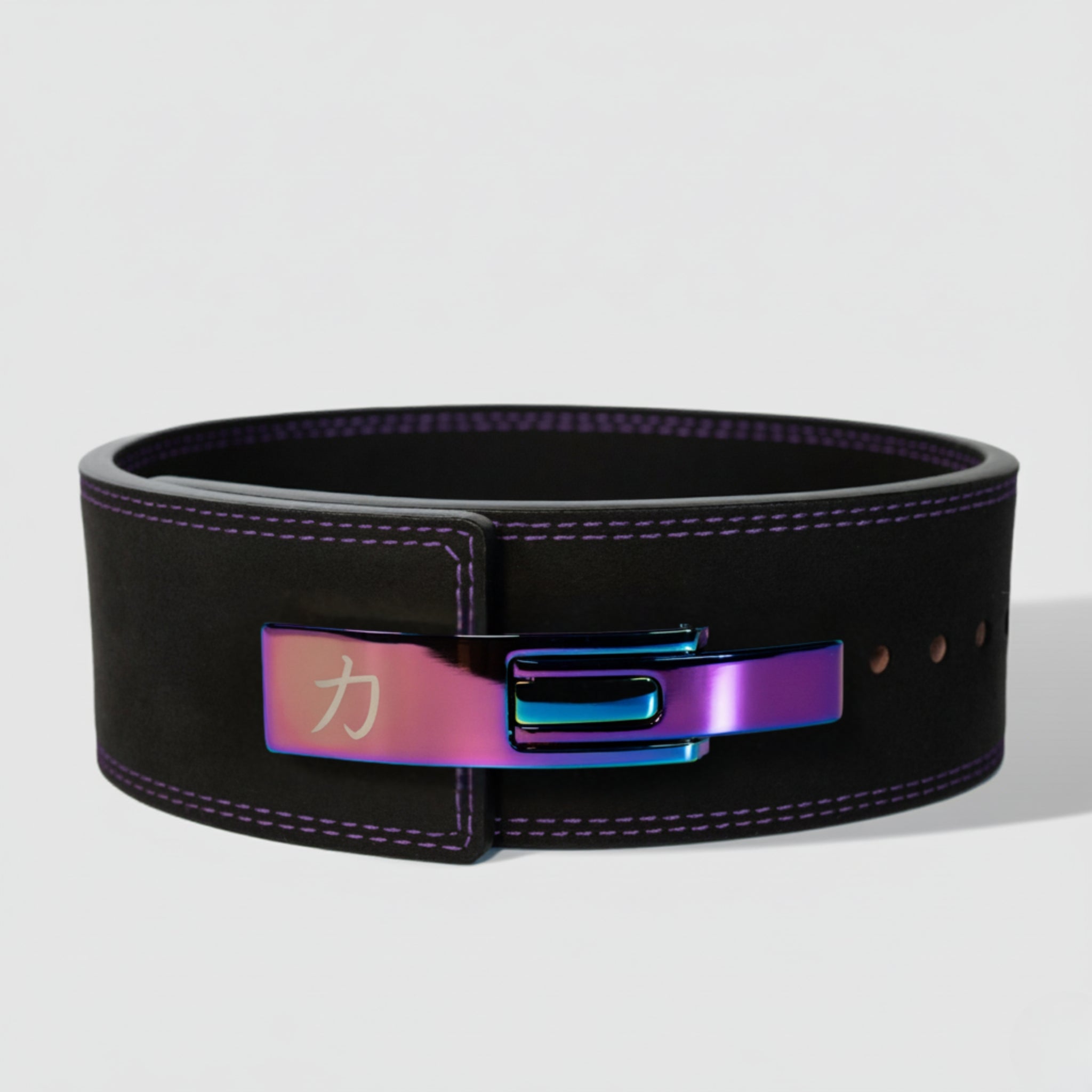 Black w/ Purple Stitching Lever Belt, 10mm - IPF Approved - Strength Shop