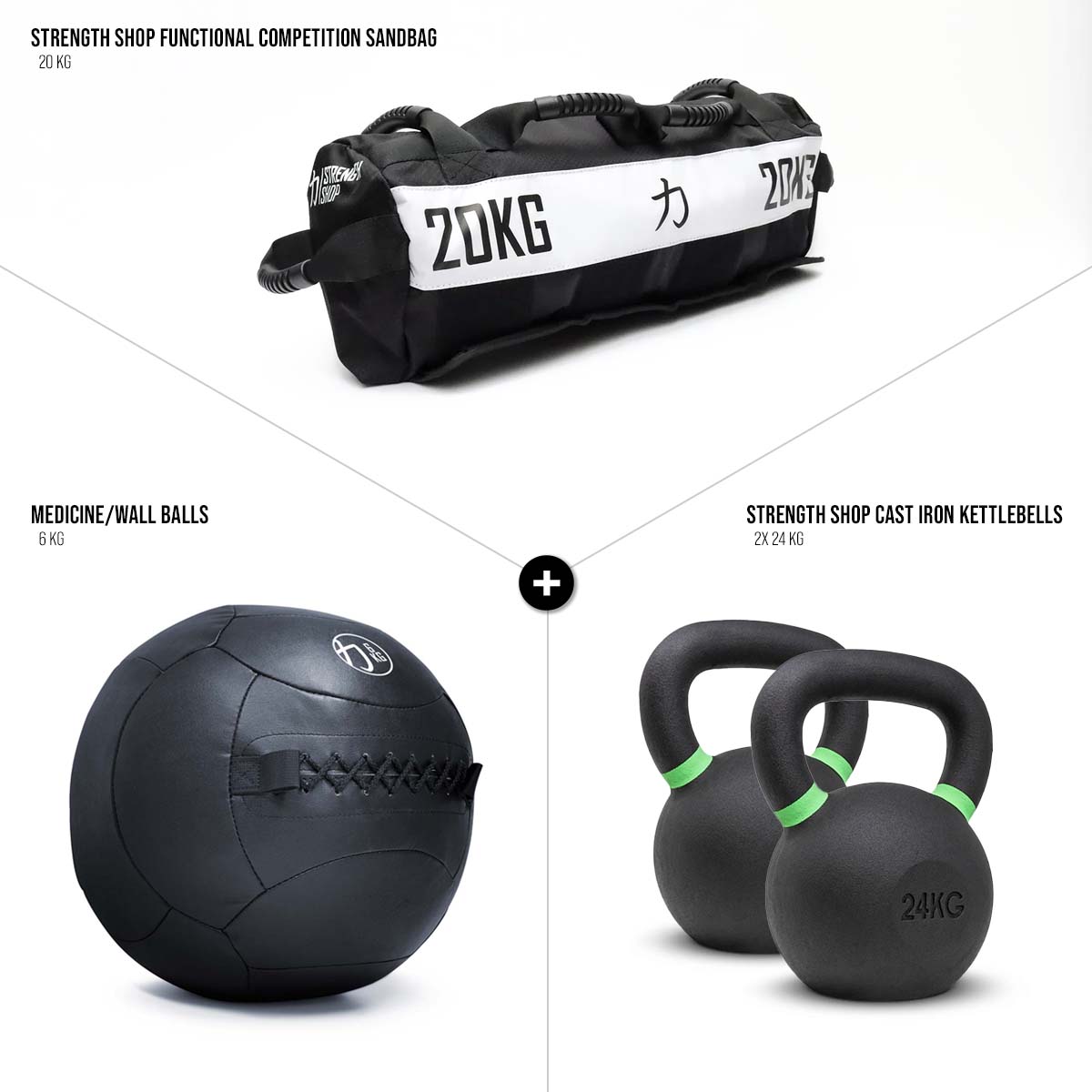 Functional Fitness Race Set – Kettlebells, Sandbag & Wall Ball
