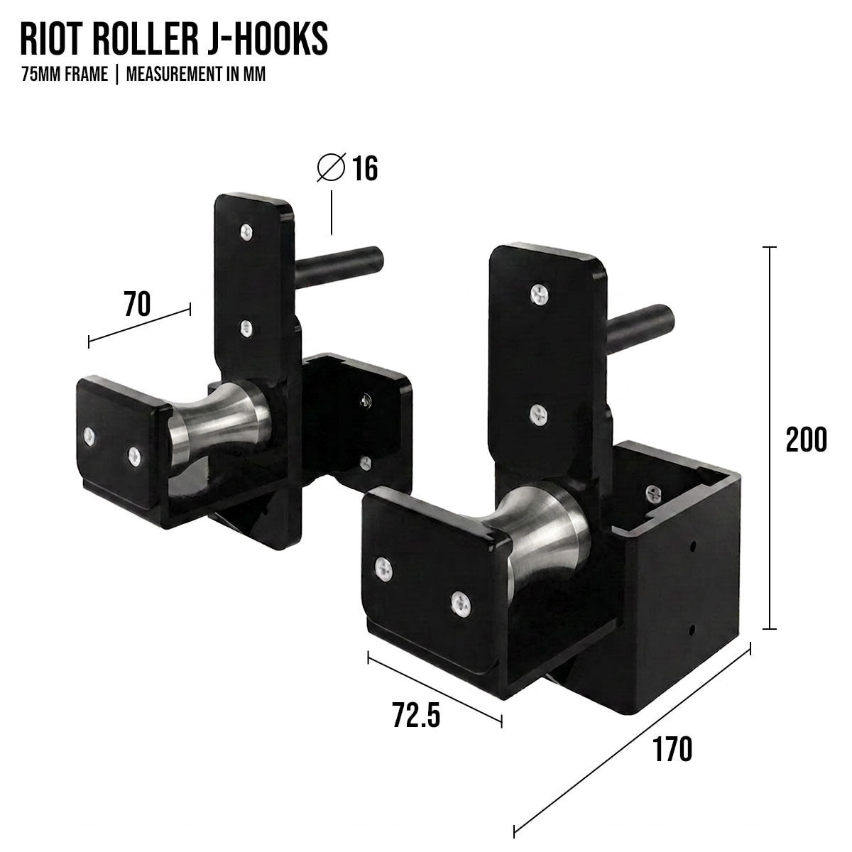 Riot MRR 75 | Roller J-Hooks - Strength Shop