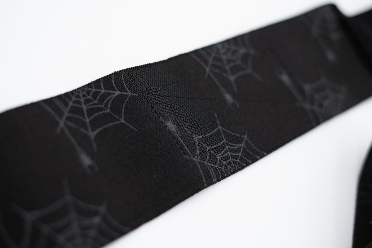 Medium Wrist Wraps, Spider print - IPF Approved, 30cm/60cm - Strength Shop