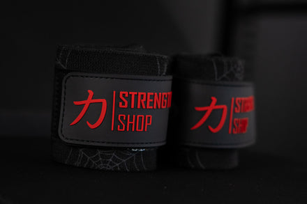 Medium Wrist Wraps, Spider print - IPF Approved, 30cm/60cm - Strength Shop