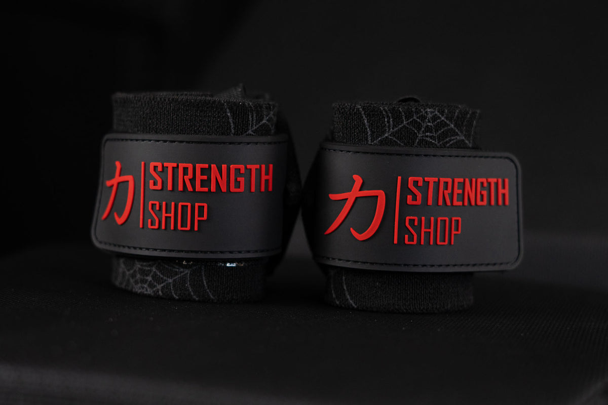 Medium Wrist Wraps, Spider print - IPF Approved, 30cm/60cm - Strength Shop