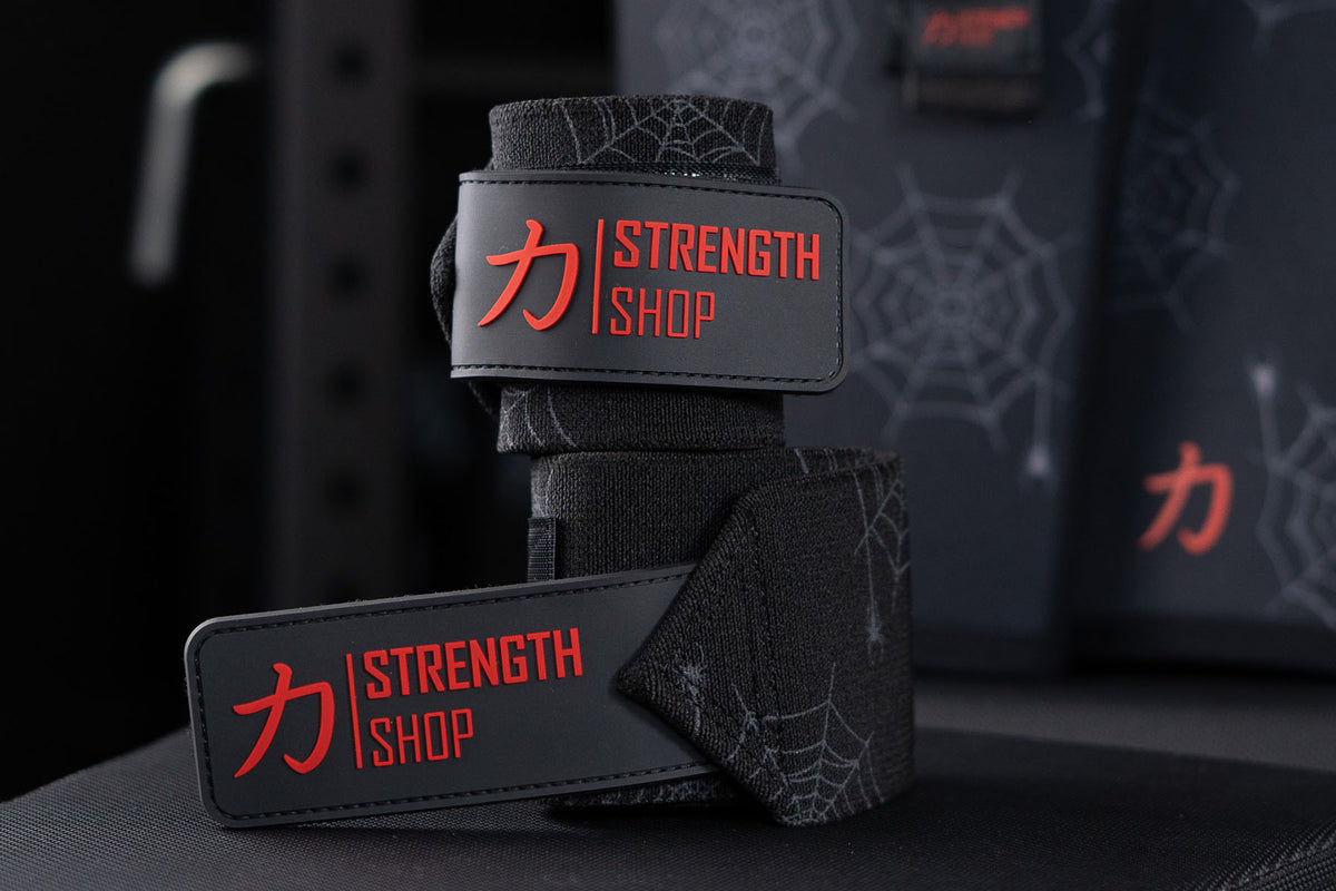 Medium Wrist Wraps, Spider print - IPF Approved, 30cm/60cm - Strength Shop
