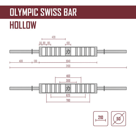 B-WARE Olympic Swiss Bar – 15.5kg - Strength Shop