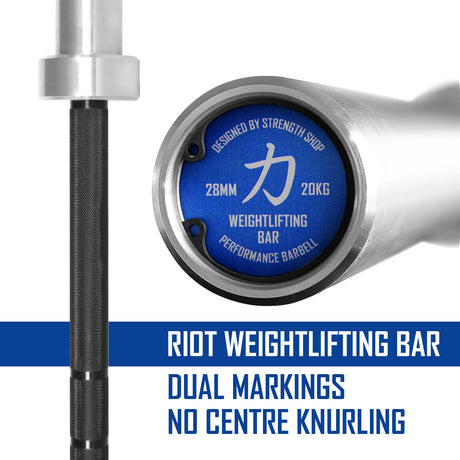 B-WARE Riot Weightlifting Bar - Dual Markings - Strength Shop