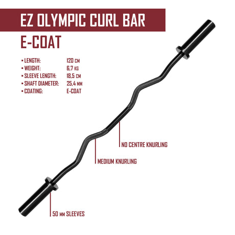 B-WARE EZ Olympic Curl Bar, 6.7KG - E-Coat - Strength Shop